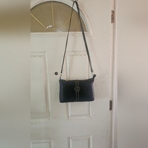 A*Testoni Black Leather Crossbody Bag